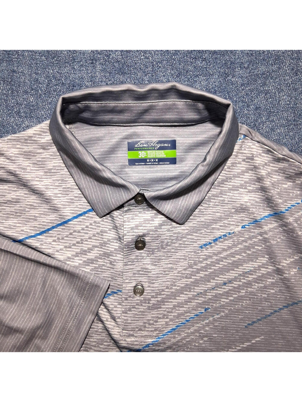 Ben Hogan Performance Men's Medium, Grey Multi-color Short Sleeve Casual Polo